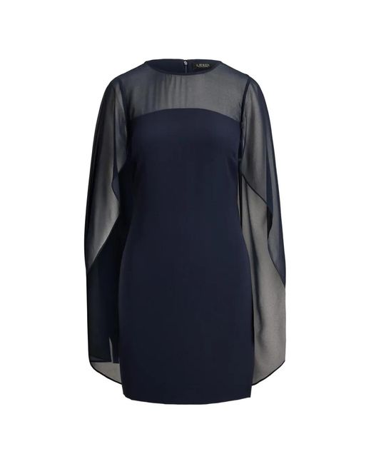 Ralph Lauren Blue Cape-Overlay Mini Dress