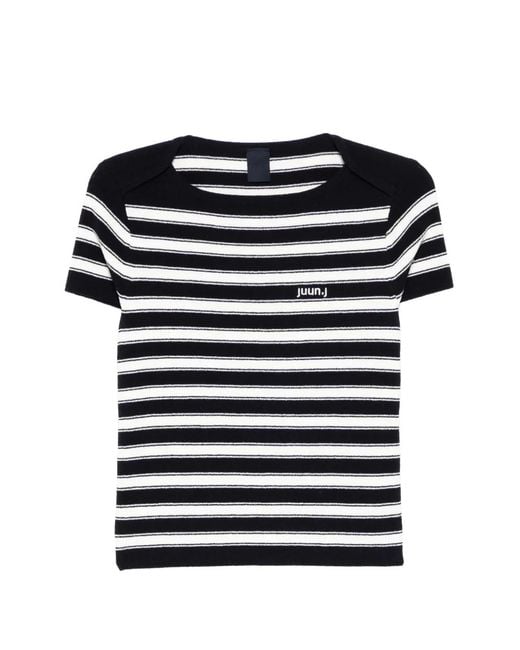 Juun.J Black Striped T-Shirt