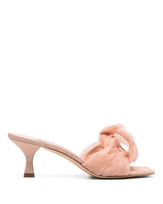 Casadei Pink 70mm Glitter Knotted Mules