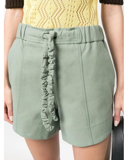 Ganni Green Drawstring Suiting Shorts