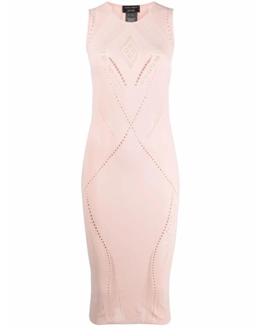 Wolford Pink Ajouré Net Mid-Length Dress