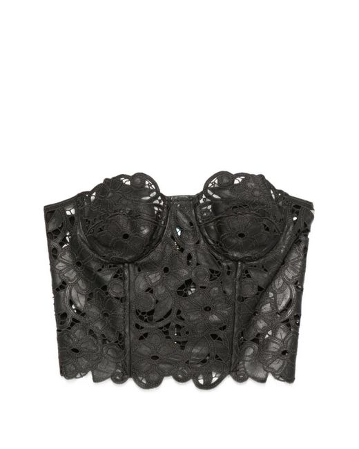 Ermanno Scervino Black Lace-Overlay Corset Top