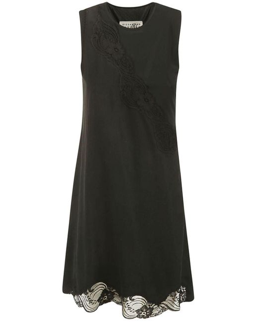 MM6 by Maison Martin Margiela Midi-jurk Met Bloemenkant in het Black