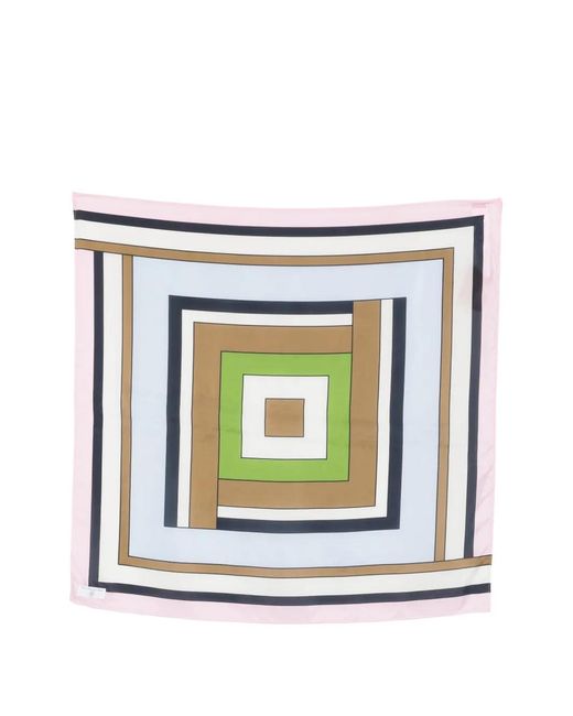 Marella White Geometric-Print Scarf