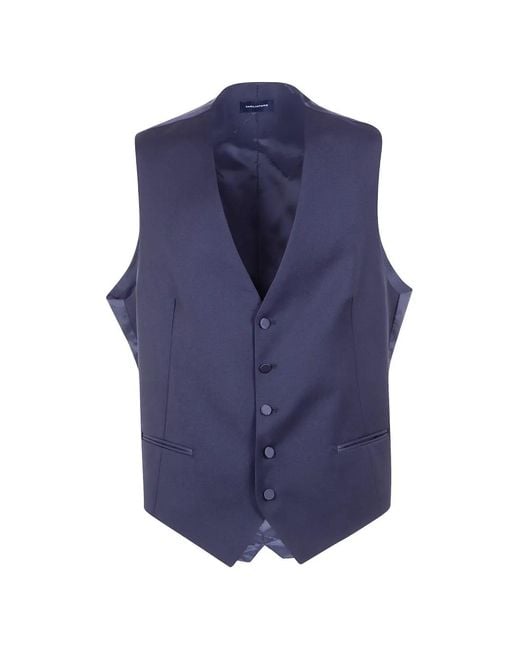 Tagliatore Blue Button-Fastening Waistcoat for men