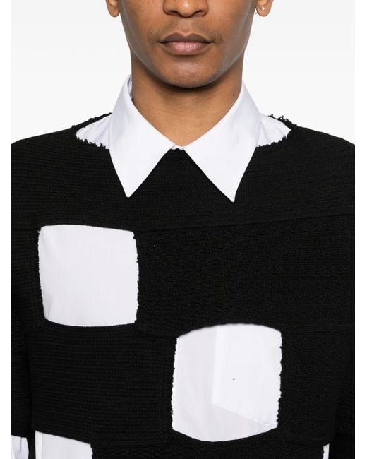 Comme des Garçons Black Panelled Knitted Crew Neck Sweater for men