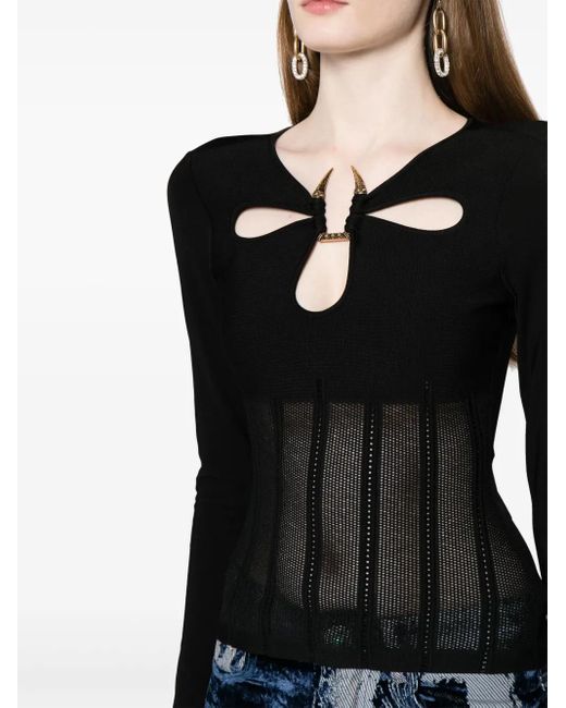 Roberto Cavalli Black Cut-Out Knit Top