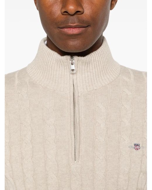 Gant White Pull En Maille Torsadée for men