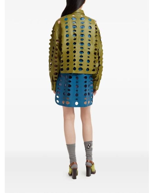 Marni Green Nappa Leather Shirt With Cut-Out Detailing