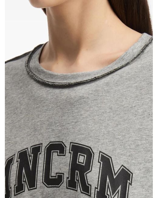 Mini Cream Gray Graphic-Print Cotton Top