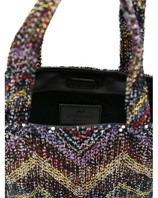 Missoni Black Mini Caperdoni Sequin Chevron Tote Bag