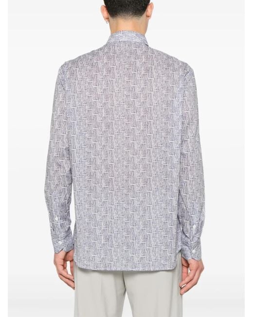 メンズ Brioni プリント シャツ Blue