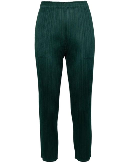 Pantaloni crop con effetto plissettato di Pleats Please Issey Miyake in Green