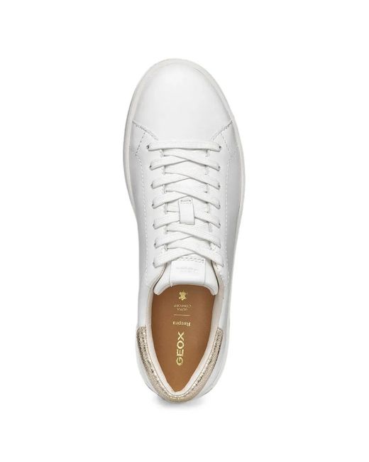 Geox White Spherica Ecub-1 B Metallic-Effect Heel-Counter Sneakers