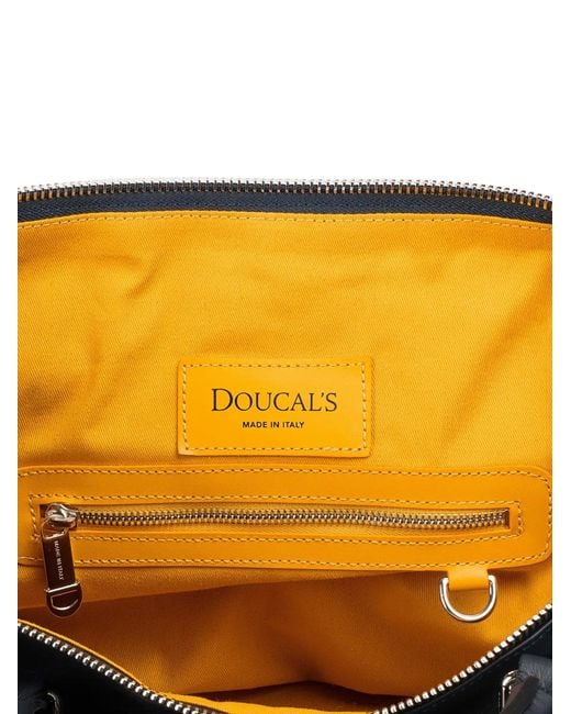 Doucal's Blue Leather Weekender Bag for men