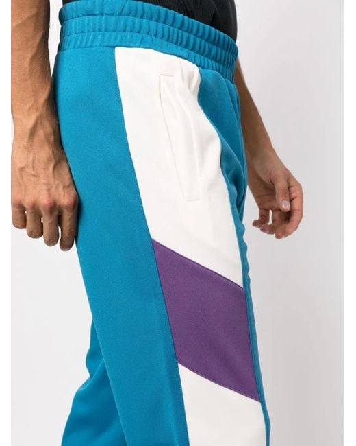 Palm Angels Blue Colour-Block Track Pants for men