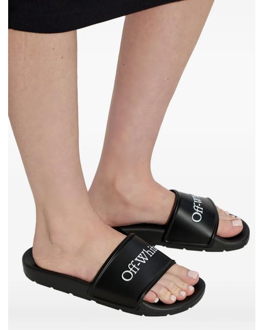 Off-White c/o Virgil Abloh White Bookish Logo Slides