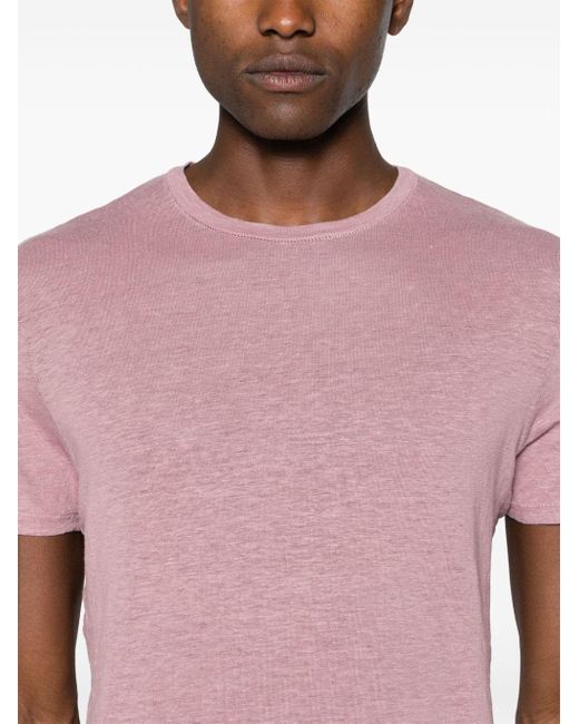 Majestic Filatures Pink Crew-neck Fine-knit T-shirt for men