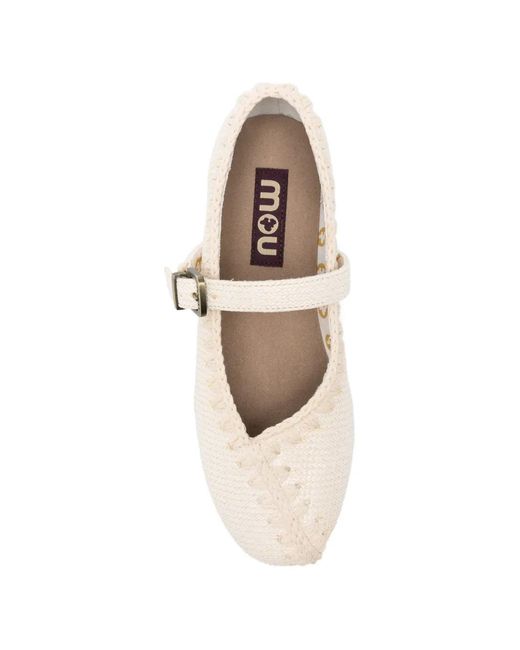 Mou Natural Round-Toe Ballet Flats