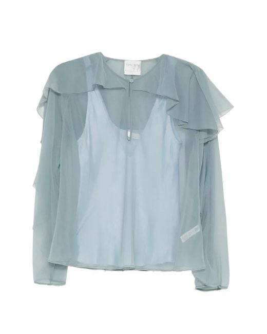 Forte_forte Blue Blouse À Design Superposé