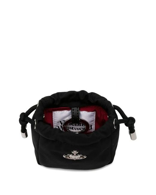 Vivienne Westwood Black Nano Hilary Orb-Detail Drawstring Mini Bag