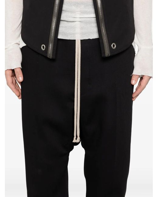 Rick Owens Black Drawstring Cropped Trousers for men