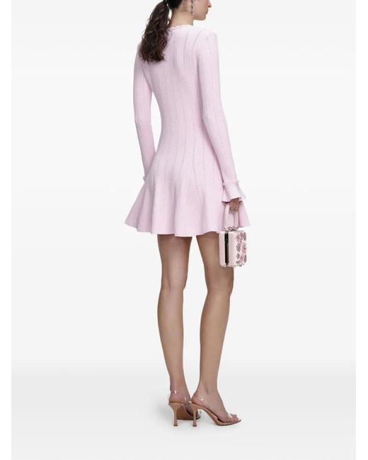 Self-Portrait Pink Pearl-Embellishment Mini Dress