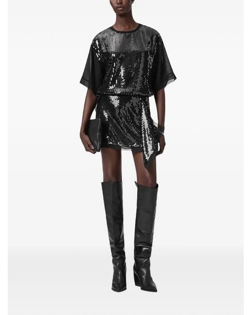 AllSaints Black Sequin Embellished Skirt