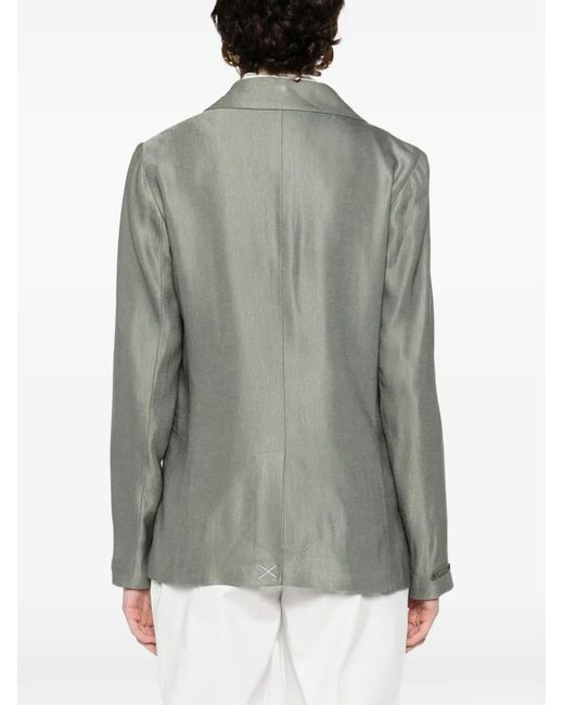 Peserico Green Double-Breasted Pocket Blazer