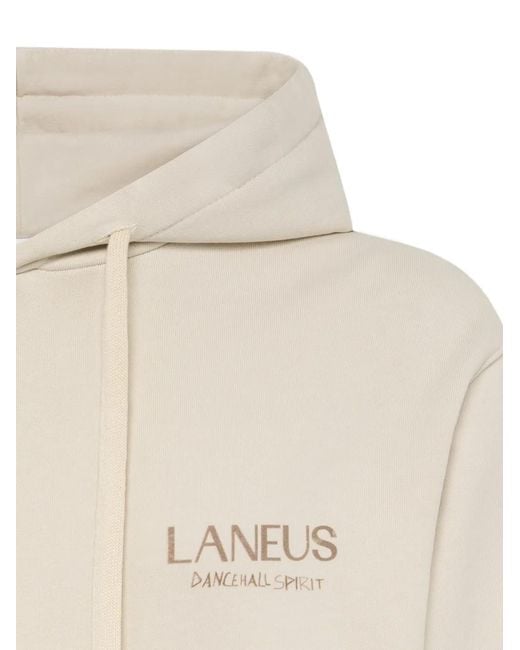 Laneus White Print Hooded Sweatshirt for men