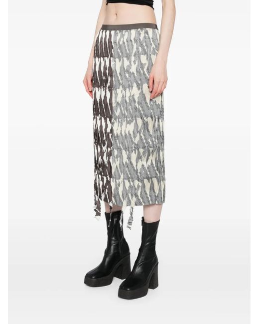 JNBY White Fringed-Edge Midi Skirt
