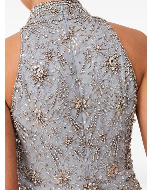 Jenny Packham Gray Verziertes Starry Night Minikleid