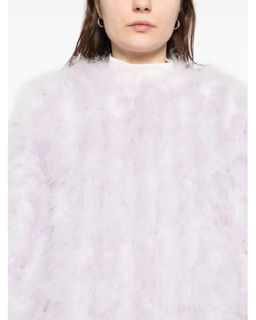 Yves Salomon White Feather Silk Jacket