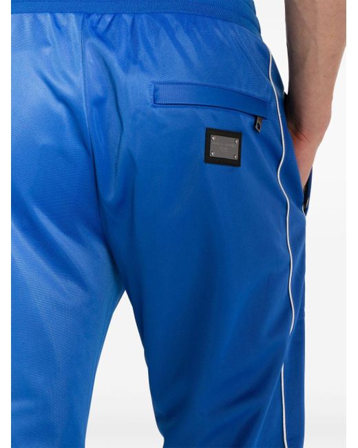 Dolce & Gabbana Blue Drawstring-waist Side-stripe Track Pants for men