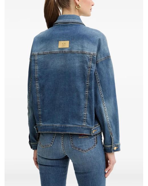 ARMANI EXCHANGE Blue Button Logo-Embroidered Jacket