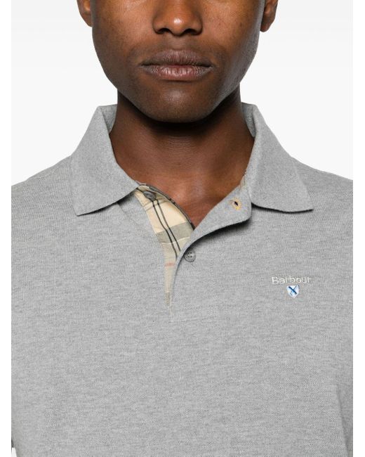 Barbour Gray Logo-embroidered Cotton Polo Shirt for men