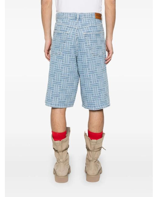 KENZO Blue Weave Denim Shorts for men