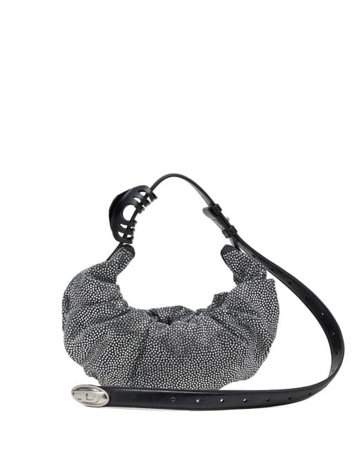 DIESEL Gray Kleine Grab-D Schultertasche Mit Knitteroptik