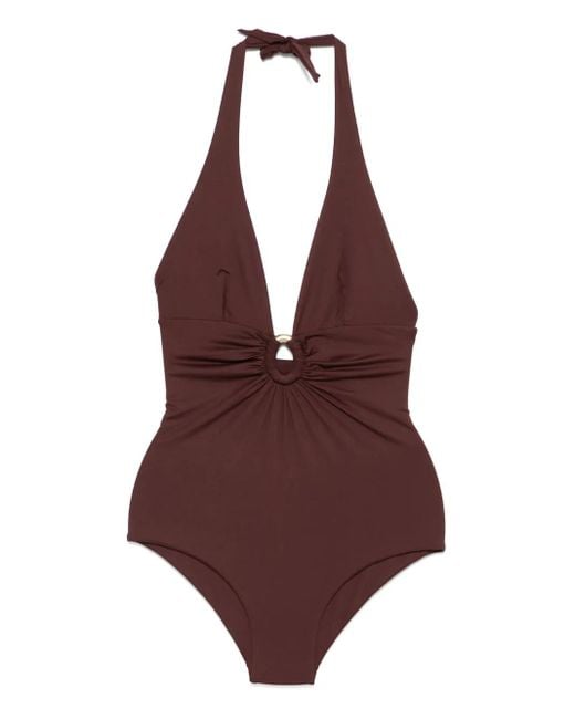 Costume Intero Con Scollo All'Americana di Fisico in Brown