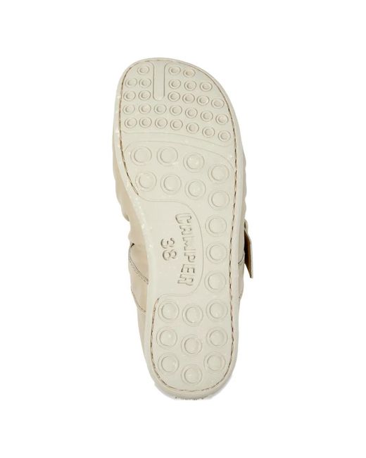 Camper White Wabi Buckle Bow Ballet Flats
