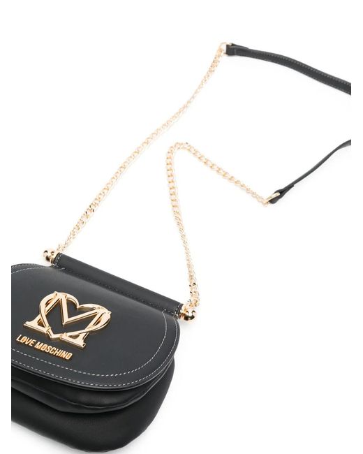 Love Moschino Black Logo-Plaque Crossbody Bag
