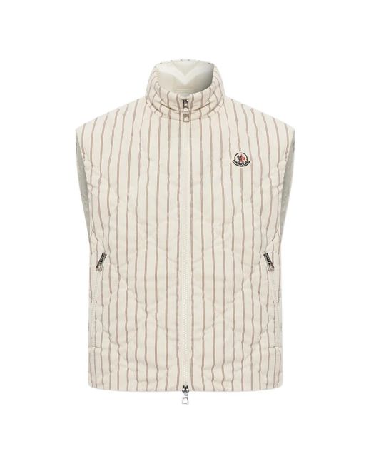 Moncler White Aussa Pinstriped Quilted Gilet
