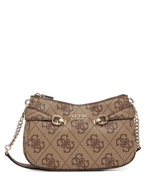 Guess Brown Lorelei Logo-Print Shoulder Bag