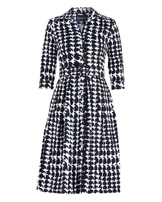 Samantha Sung Geometric-print Midi Dress Blue