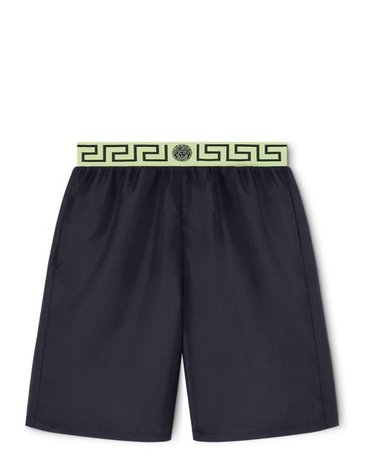 Versace Blue Greca-jacquard Swim Shorts for men