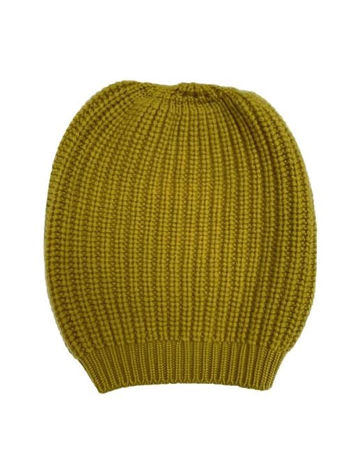 LA ROSE Green Cash Ribbed Beanie