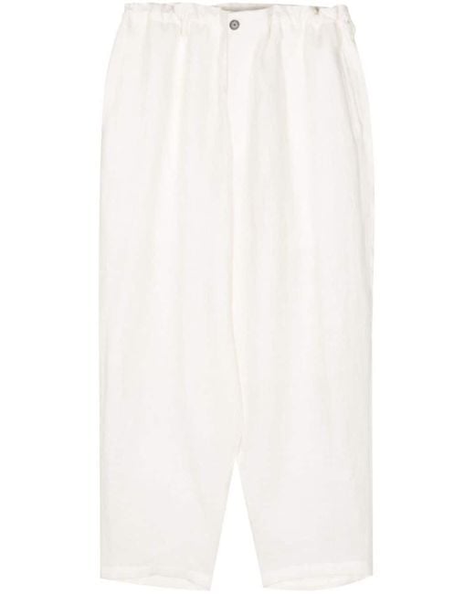 Yohji Yamamoto White Linen-cotton Trousers for men