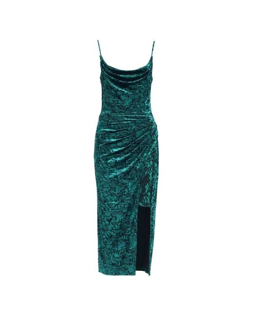 Tadashi Shoji Green Juneau Snakeskin-Pattern Midi Dress