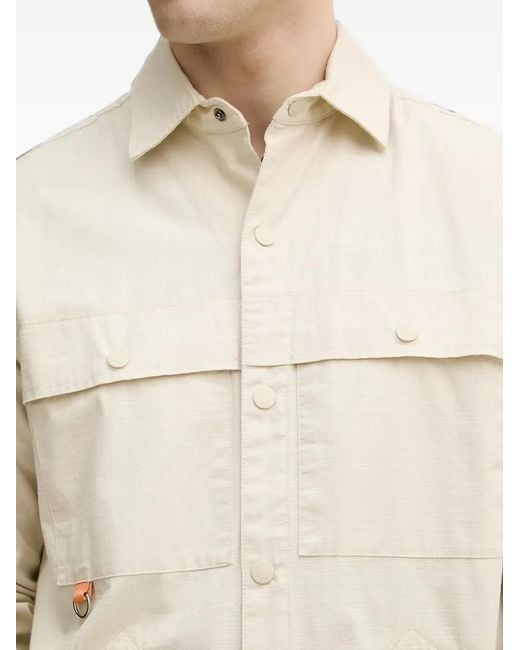Benetton Natural Ripstop-Textured Multi-Pocket Shirt for men