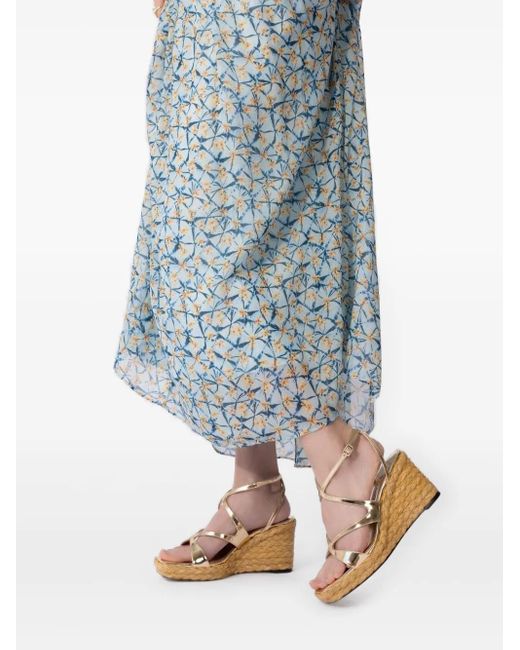 85mm Ayla metallic cross-strap wedge sandals Jimmy Choo de color Natural